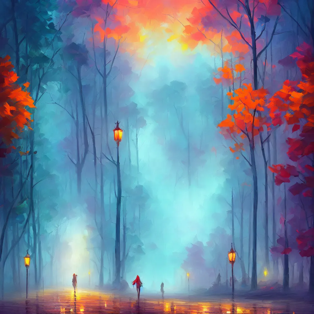 Prompt: a beautiful and vivid and colorful and trippy Andreas Rocha and Alena Aenami fantasy illustration with pastel colors of afremov's misty mood, featured on artstation, 8k hq