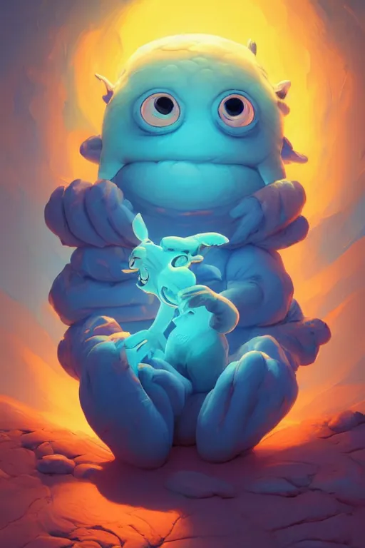 Image similar to smurf ghost creature animal sushi cristal very big eye roots cactus elemental flush of force nature micro world fluo fishscale, behance hd by jesper ejsing, by rhads, makoto shinkai and lois van baarle, ilya kuvshinov, rossdraws radiating a glowing aura global illumination ray tracing hdr