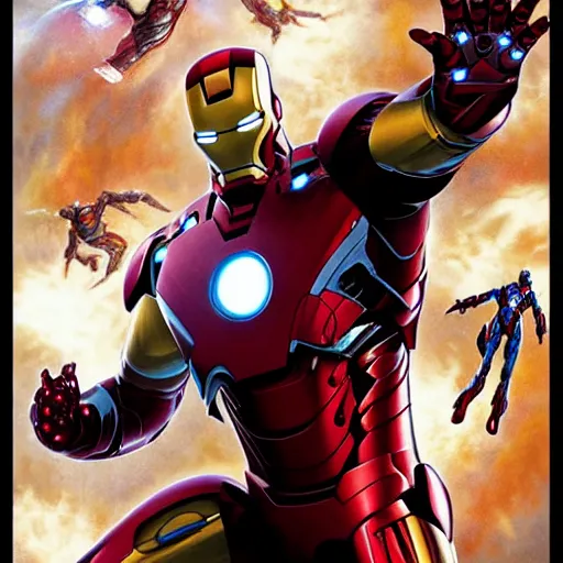 Image similar to iron man, poster movie artwork, detailed art by mark brooks