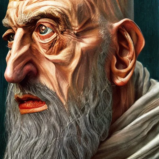 Prompt: high quality high detail painting by lucian freud, hd, saruman from lord of the rings