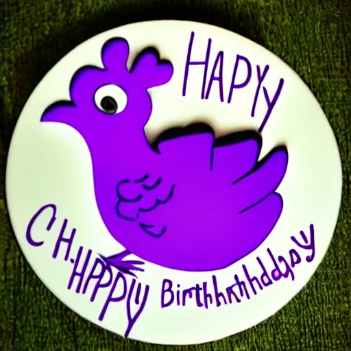 Image similar to a purple chicken's birthday