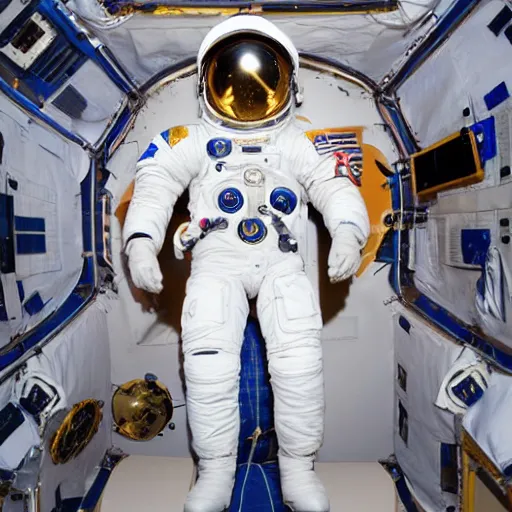 Image similar to photograph of an astronaut in space, singular light source from below, only suit legs and arms illuminated, full body photo, 8 k