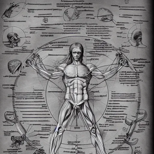 Image similar to anatomy of a star, da vinci notes, ultradetailed, anatomy study, artstation