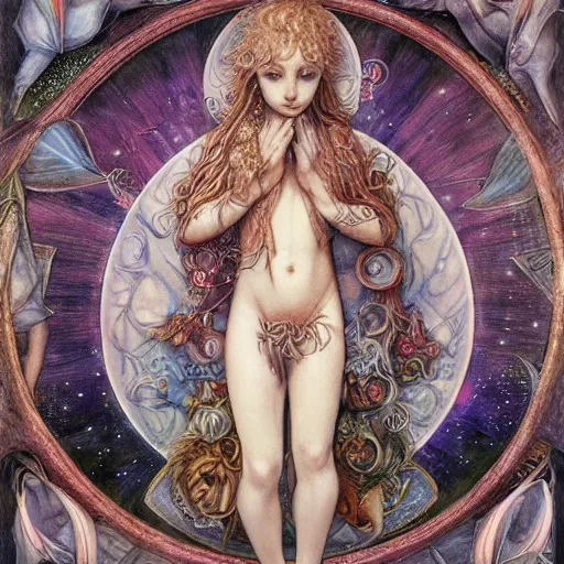 Image similar to detailed and sharp virgo artistic zodiac artwork, mystic style, detailed, 8 k, detailed, symmetrical, by brian froud