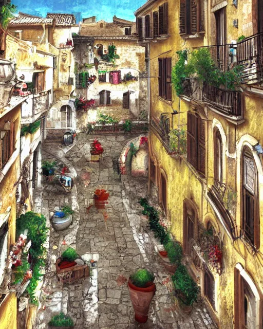 Prompt: conversano, apulia by yoshitaka amano 4 k hyper detailed trending on artstation