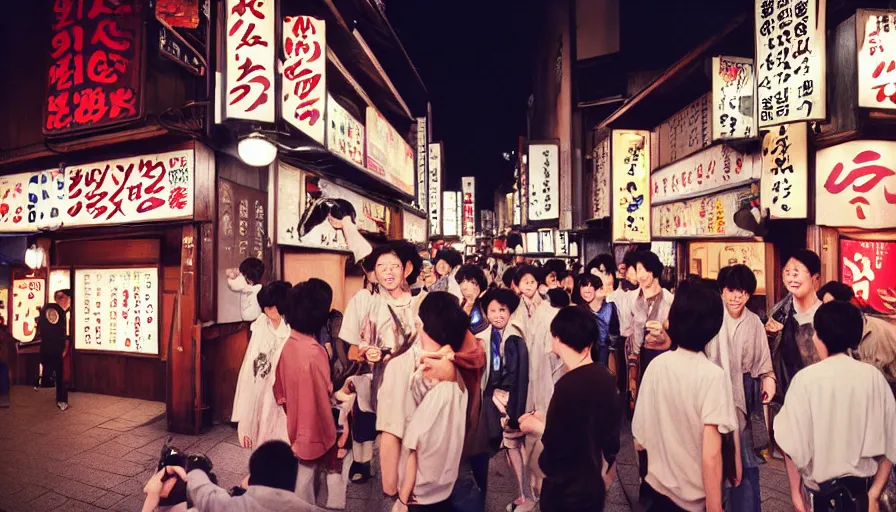 Prompt: masterful photography by haruto hoshi and yang seung woo, young people enjoying night life in kabuki cho japan, full color, shot on cinestill 8 0 0 t with a canon 3 5 mm lens aperture f / 5. 6, very realistic, highly detailed, intricate details