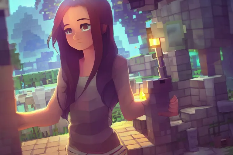 Prompt: minecraft girlfriend, scenic full shot, ambient lighting, detailed face, by makoto shinkai, stanley artgerm lau, wlop, rossdraws