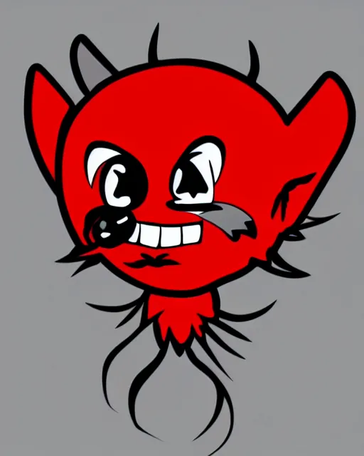 Prompt: 2 d logo, cute red bat that is crying, line art