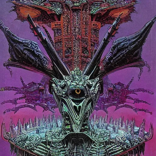 Prompt: alien space dragon by philippe druillet