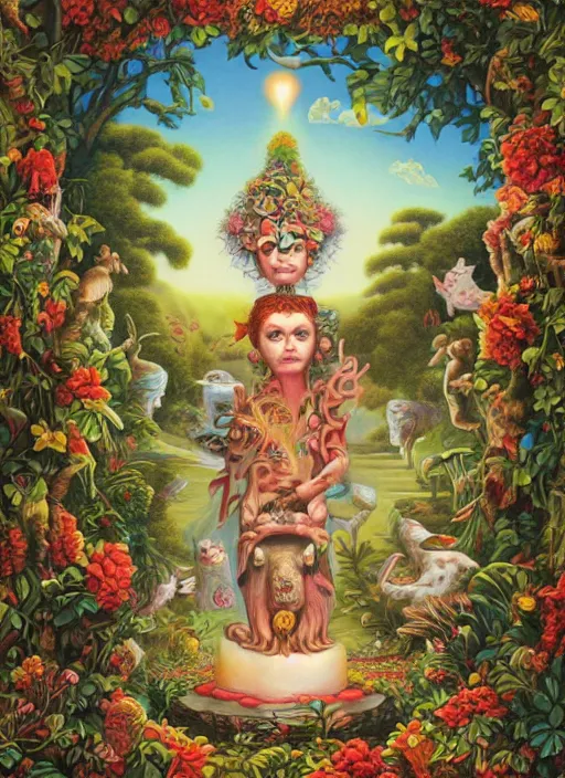 Prompt: the city of the gods and the nature spirits by Mark Ryden and Alex Gross, Todd Schorr highly detailed