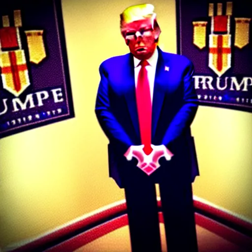 Prompt: “ donald trump wearing runescape armor ”