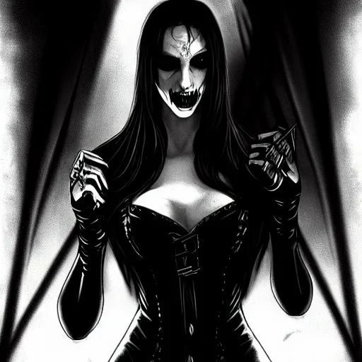 Image similar to clan giovanni artwork, vampire the masquerade, vtm, masterpiece, rpg, black and white, high quality, detailed, high coherence, dark