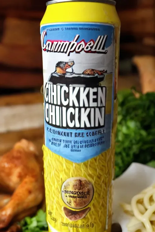 Image similar to campbell's chicken noodle hard seltzer.