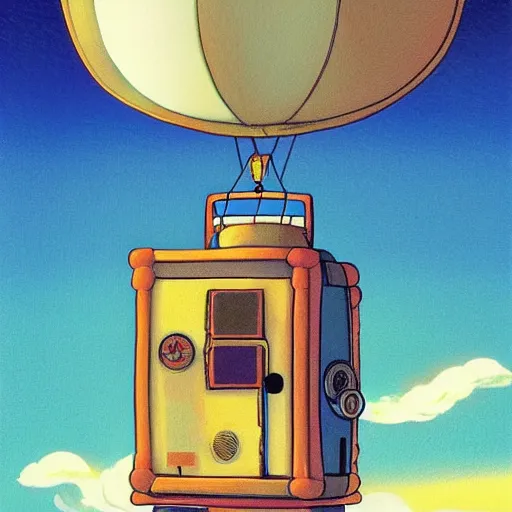 Prompt: dream a time machine with energy wave, light boom, ( ballon in the sky ) by vanessa morales, studio ghibli,