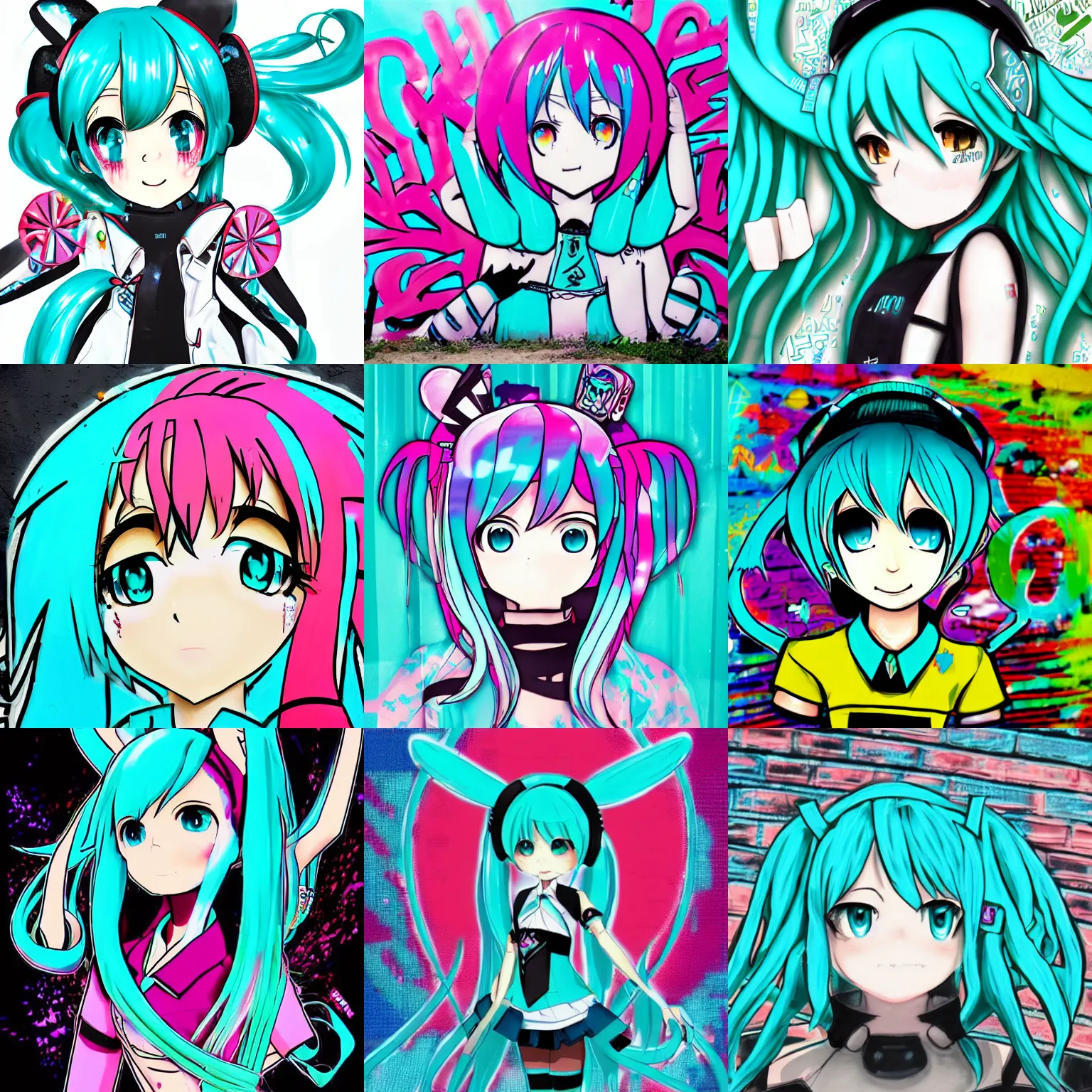 Prompt: hatsune miku graffiti style