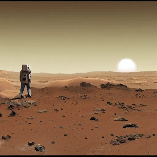 Prompt: a homeless person on mars