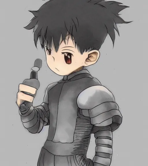 Image similar to attractive little boy wearing an cyborg bear suit, artwork in kentaro miura and made in abyss and inazuma eleven, smooth, beautiful lightness, anatomically correct, trending on pixiv, hot composition