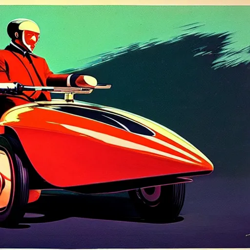 Image similar to concept art for a car with attached sidecar, painted by syd mead, high quality