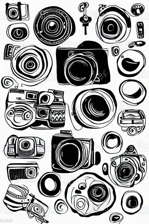 Image similar to minimalist boho style art of a camera, illustration, vector art