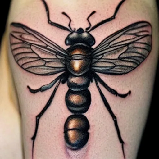 Image similar to hyper realistic insect tattoo,