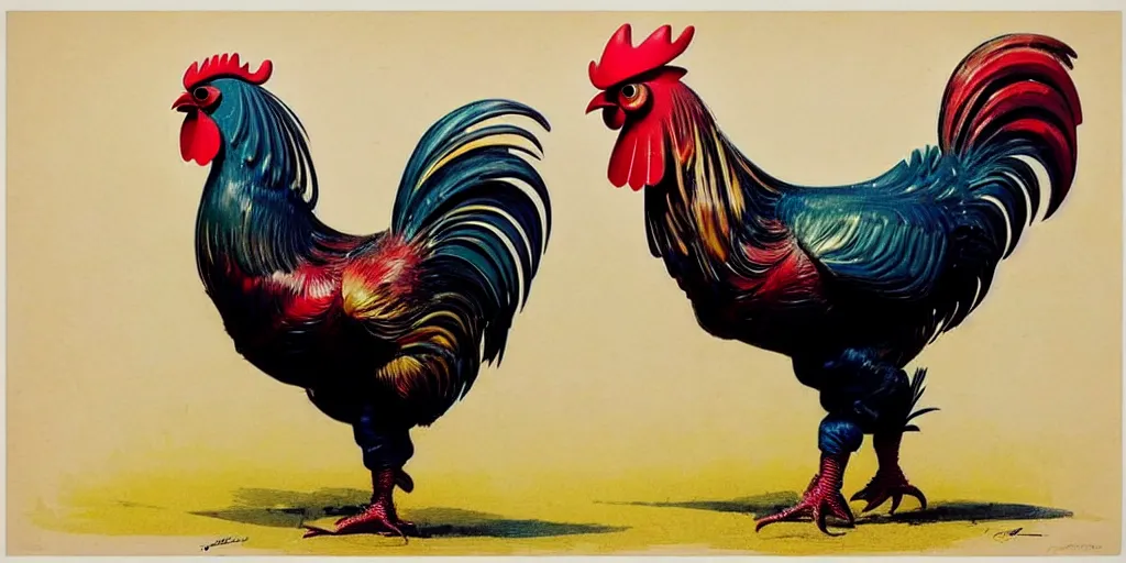 Prompt: ( ( ( ( ( 1 9 5 0 s retro future robot rooster. colourful. ) ) ) ) ) by jean - baptiste monge!!!!!!!!!!!!!!!!!!!!!!!!!!!!!!