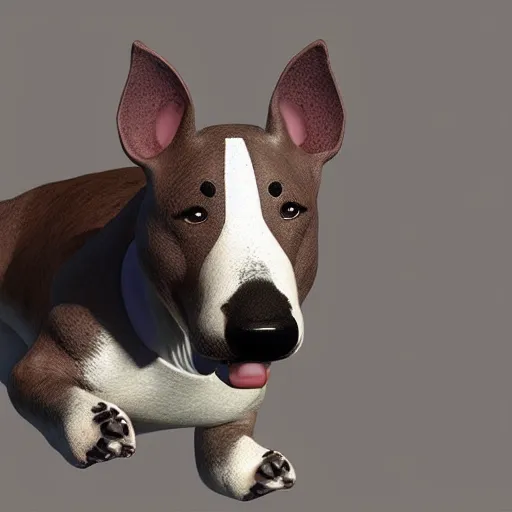 Prompt: a bullterrier dog happy, ultra detailed, photoreal, pixar