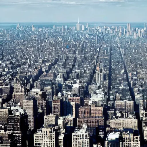 Image similar to colossal pickles flying over new york city, there are guns on the outside of the pickles that are firing projectiles down upon the city