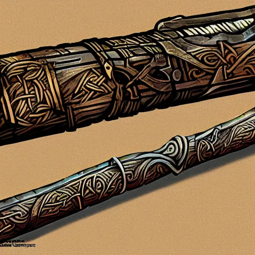 Prompt: skofnung, legendary viking sword, energy sword, science fiction, magic item, d & d, concept art,