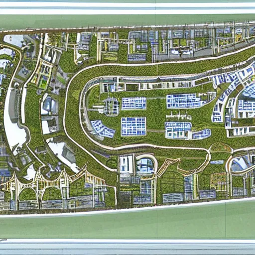 Image similar to a blueprint of a utupian city, detailed