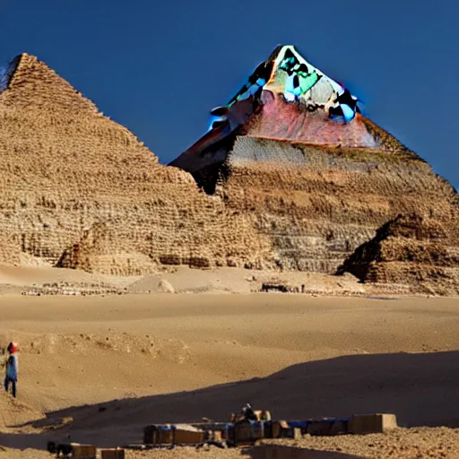 Image similar to a photograph of the great pyramid of giza in the middle of construction, dslr high resolution