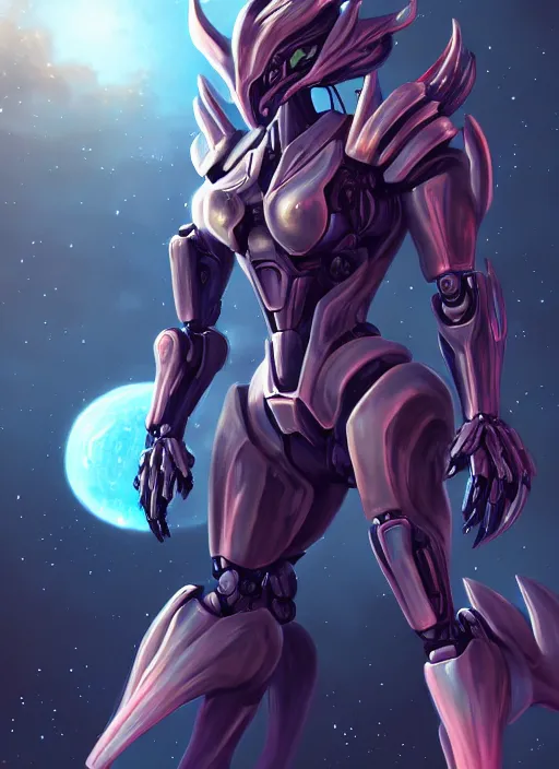 Image similar to cinematic goddess shot, cosmic sized perfectly proportioned stunning beautiful hot anthropomorphic robot mecha female dragon, in space, nebula sized, larger than galaxies, holding galaxy, sharp paws, sleek silver armor, epic proportions, epic size, epic scale, digital art, furry art, macro art, dragon art, giantess art, warframe fanart, furaffinity, deviantart