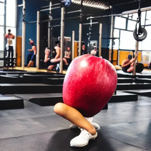 Image similar to an apple doing CrossFit