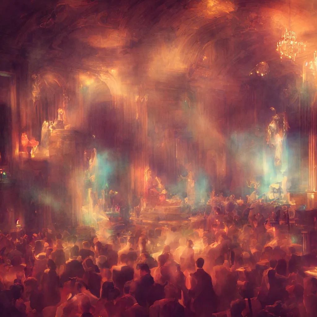 Prompt: a beautiful watercolour of the pope in a nightclub in the style of delphin enjolras, dynamic lighting, concept art, ultrarealistic, smooth, sharp focus, highly detailed, cinematic, octane render, 8 k