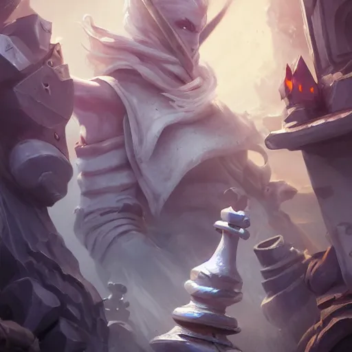 Prompt: white chess pawn piece, battlefield theme, bright art masterpiece artstation. 8 k, sharp high quality artwork in style of jose daniel cabrera pena and greg rutkowski, concept art by tooth wu, blizzard warcraft artwork, hearthstone card game artwork, chess pawn