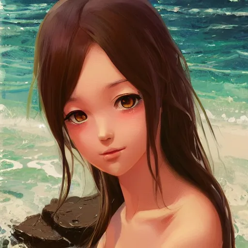 Prompt: A potrait of a mermaid with big and cute eyes, fine-face, realistic shaded perfect face, fine details. Night setting. Very anime style. Realistic shaded lighting poster by Ilya Kuvshinov katsuhiro, magali villeneuve, artgerm, Jeremy Lipkin and Michael Garmash, Rob Rey and Kentarõ Miura style, trending on art station