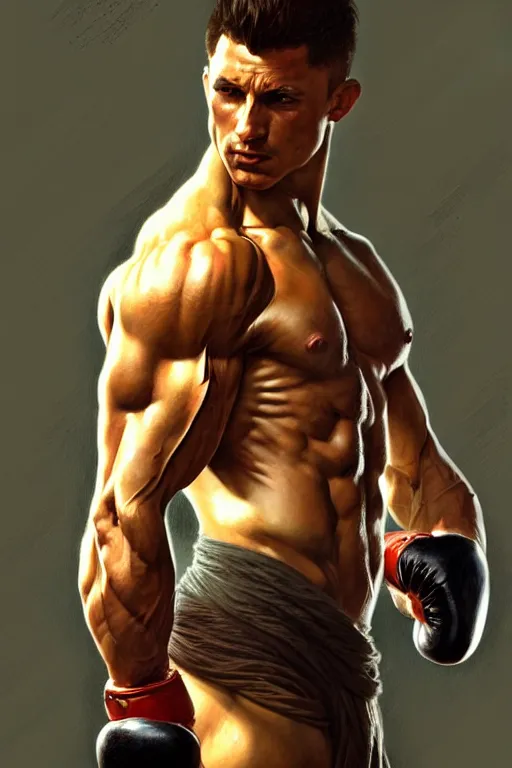 Image similar to A muscular fighter, fit, very muscular male body, intricate, highly detailed, digital painting, artstation, concept art, sharp focus, illustration, art by greg rutkowski and alphonse mucha