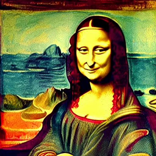 Image similar to mona lisa painted by edvard munch