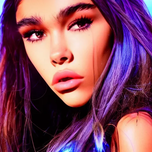 Image similar to madison beer a an intergalactic popstar dancing on a planet, render, blender render, unity render, 4 k wallpaper, art station trending, artstation 4 k coherent, coherent, 4 k, detailed, hyperdetailed, artifact - free, completely coherent, sharp, madison beer