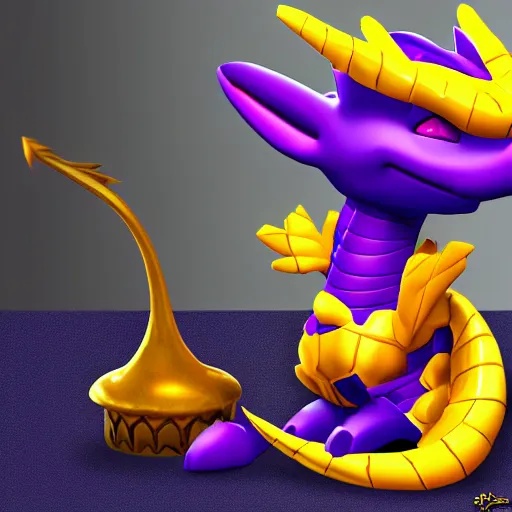 Image similar to spyro the dragon as a genie, 8k, digital art