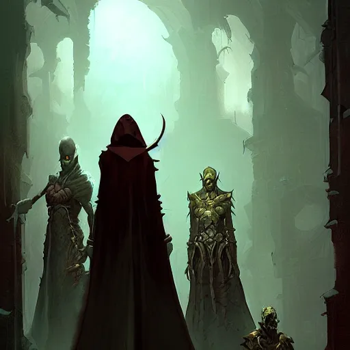 Image similar to adventure game npc by Marc simonetti, dark fantasy vampire world, inspired by Diablo concept art