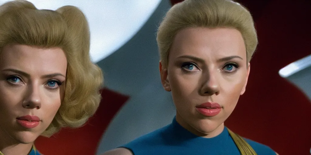 Prompt: Scarlett Johansson in a scene from Star Trek the original series