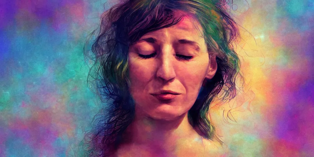 Image similar to a beautiful jewish woman with her eyes closed, posterized, digital art, 8 k resolution