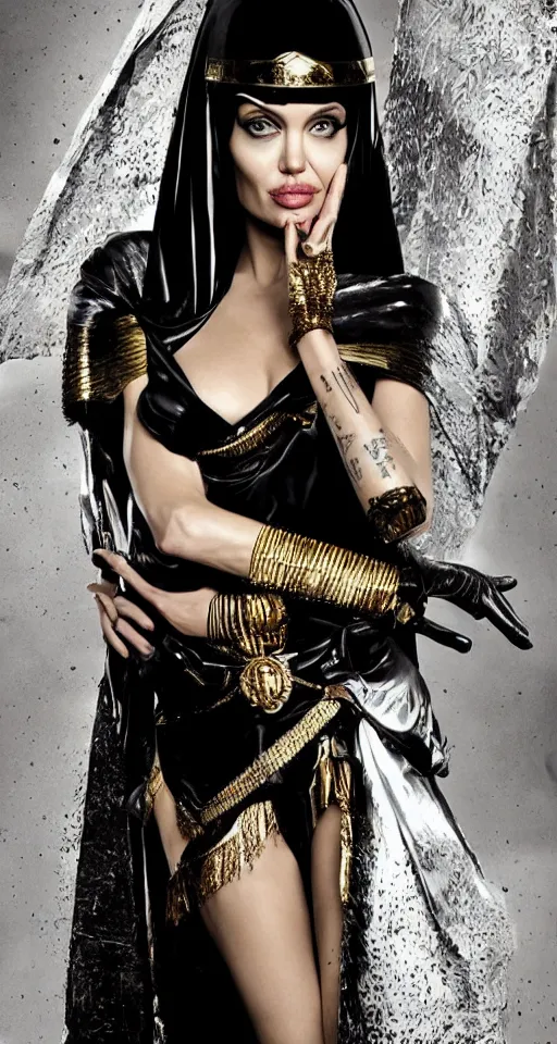 Image similar to angelina jolie in a cleopatra cosplay, studio professional photo