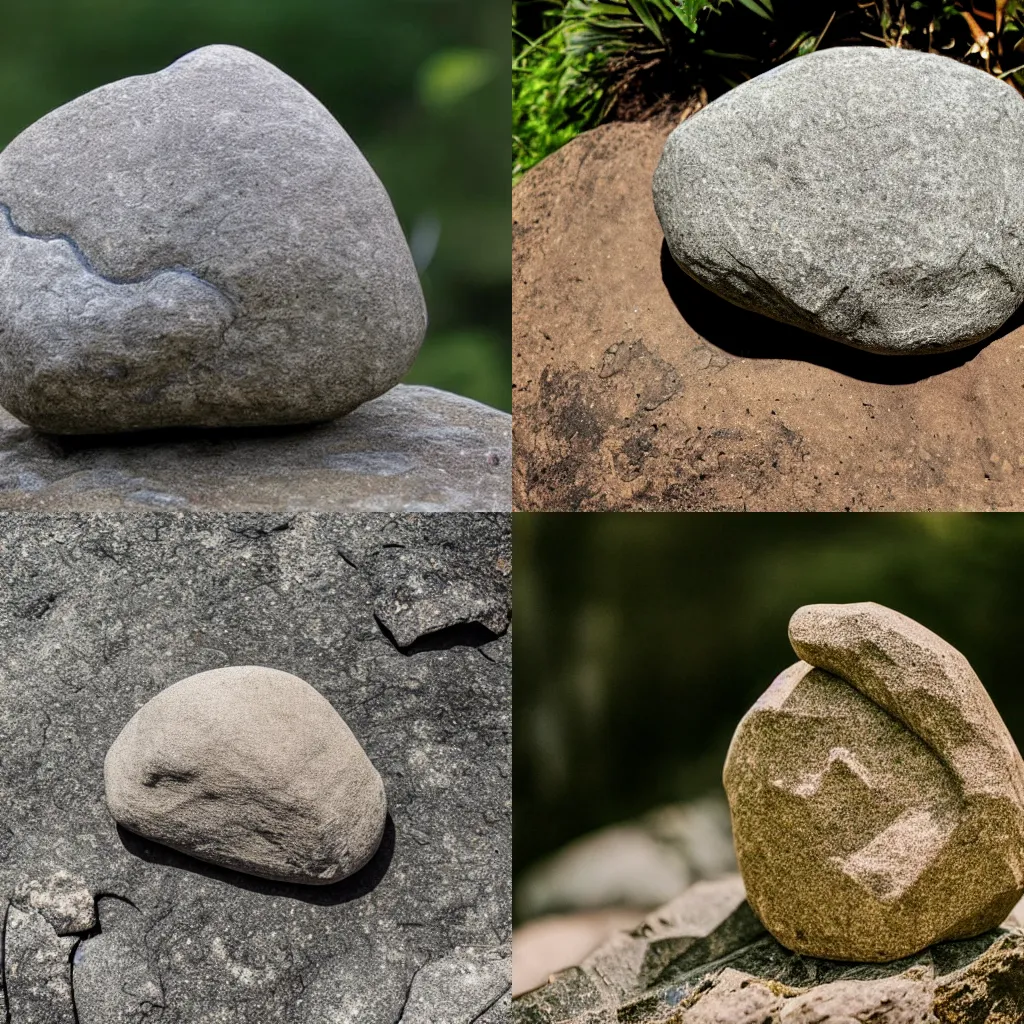 Prompt: a rock that has the shape of a abstract jumping frog