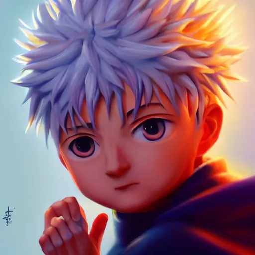 Prompt: an oil painting of a killua zoldyck, by artgerm, hd, hdr, ue 5, ue 6, unreal engine 5, cinematic 4 k wallpaper, 8 k, ultra detailed, high resolution, artstation, award winning