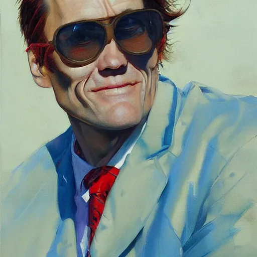 Image similar to greg manchess portrait painting of jim carrey as doctor eggman, medium shot, asymmetrical, profile picture, organic painting, sunny day, matte painting, bold shapes, hard edges, street art, trending on artstation, by huang guangjian and gil elvgren and sachin teng