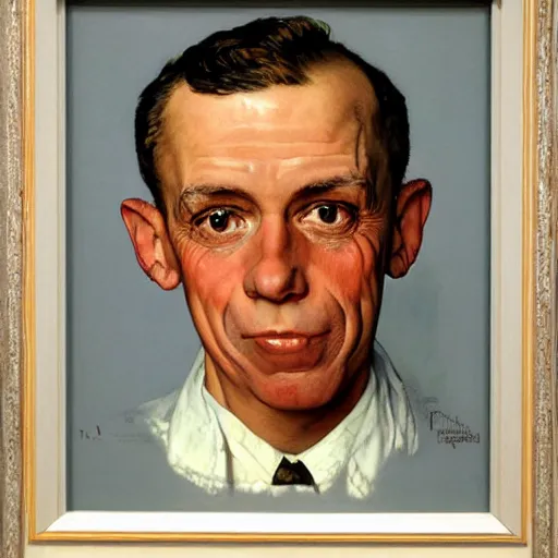 Prompt: the face of a person named joe townsend, painted by norman rockwell