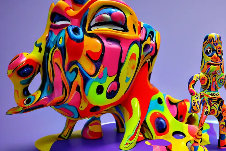 Image similar to cartoon psychedelic sculpture toy on display