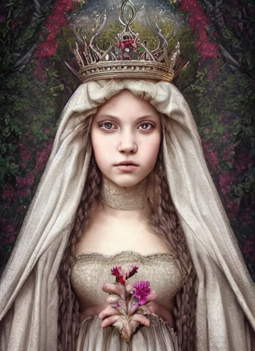 Image similar to closeup portrait of a fairytale medieval princess, depth of field, zeiss lens, detailed, symmetrical, centered, fashion photoshoot, by nicoletta ceccoli, mark ryden, lostfish, earl norem, breathtaking, 8 k resolution, extremely detailed, beautiful, establishing shot, artistic, hyperrealistic, beautiful face, octane render