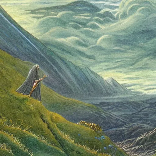 Prompt: Rarely Seen Paintings by Tolkien Portray a Lush ‘Lord of the Rings’ Landscape